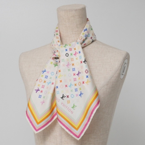 Louis Vuitton Silk Multicolor Monogrammed Scarf! - Picture 1 of 7